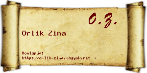 Orlik Zina névjegykártya
